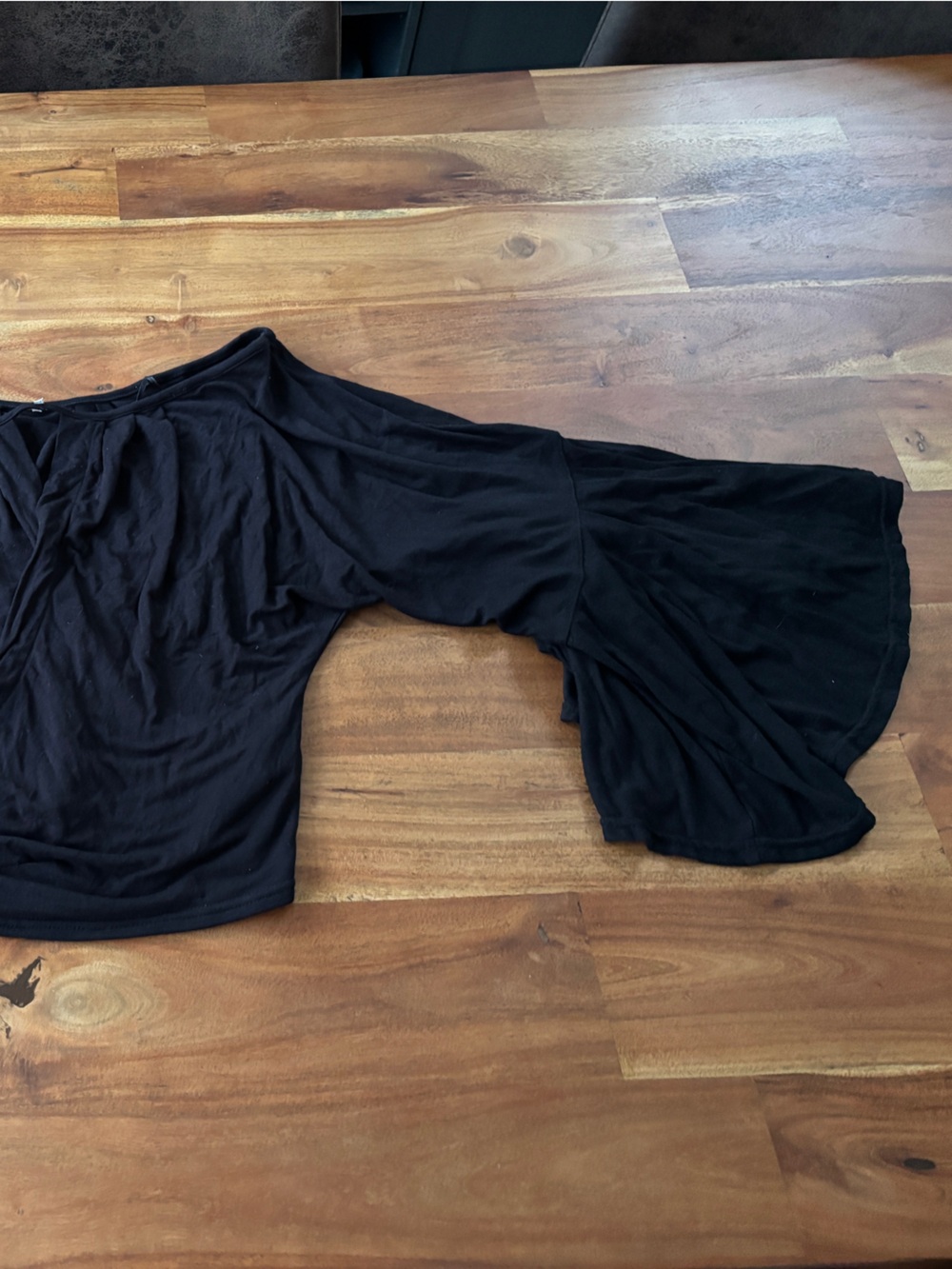 Free People Black Wide Neck Bell Sleeve Top - Size Small